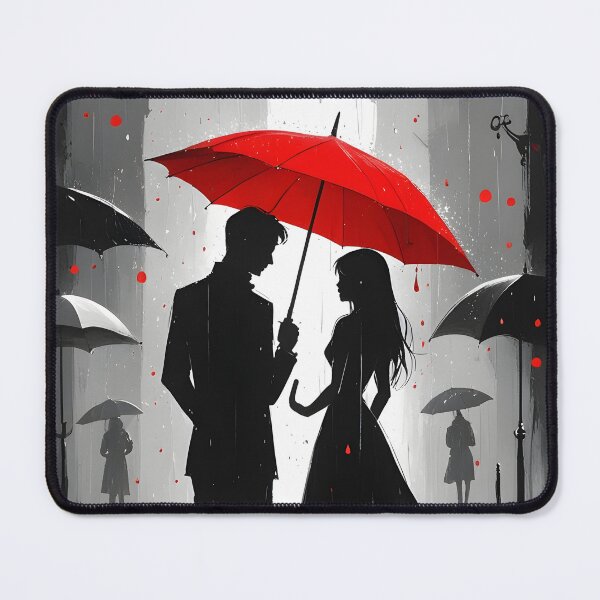 Item preview, Romantic Couple Red Umbrella Rainy Street designed and sold by Jo Art.