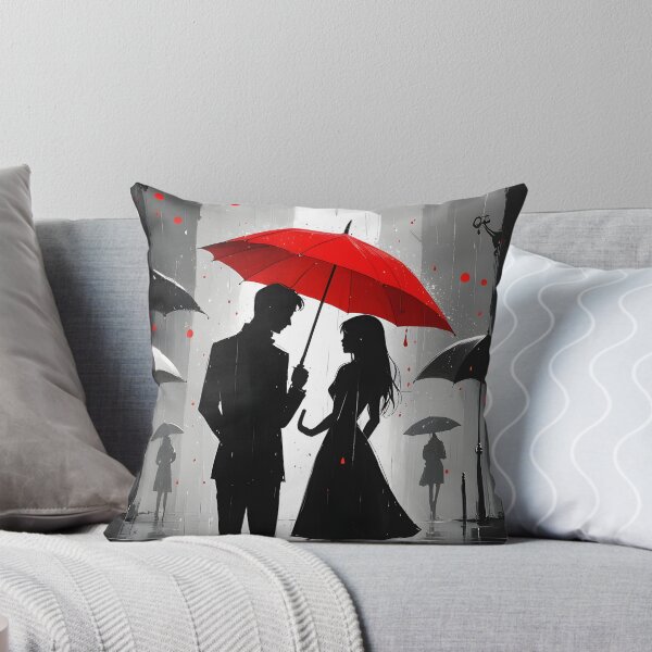 Item preview, Romantic Couple Red Umbrella Rainy Street designed and sold by Jo Art.