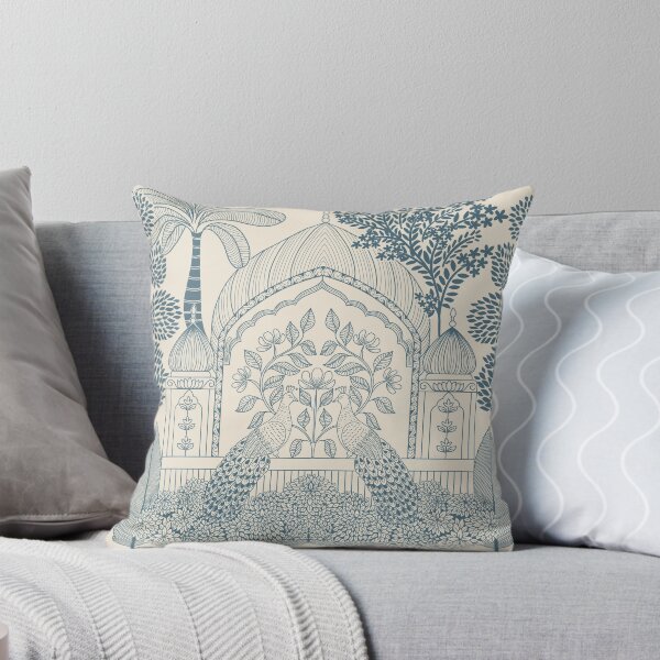 Item preview, Denim Blue Peacock Toile Classic Palace Arch Pattern designed and sold by DColourMuse.