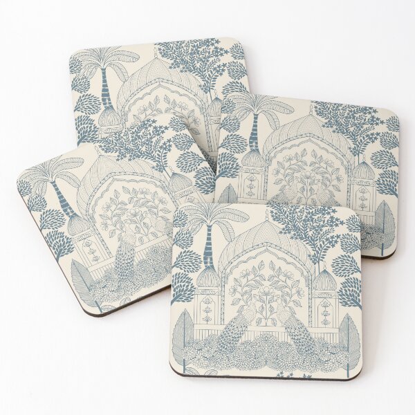 Item preview, Denim Blue Peacock Toile Classic Palace Arch Pattern designed and sold by DColourMuse.