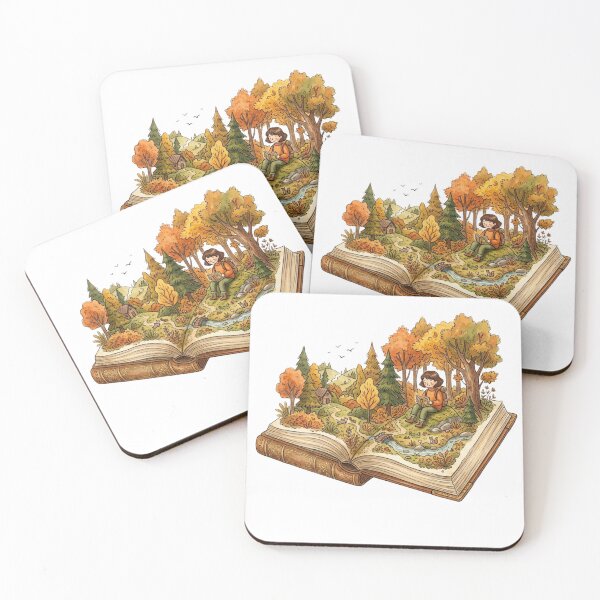 Item preview, Autumn Magic - Cozy Reading Girl Inside an Open Book Forest designed and sold by Sanan Israyilli.