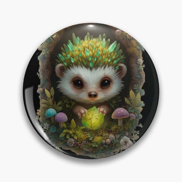 Item preview, Cute Magical Hedgehog with Green Crystals Holding Glowing Leaf designed and sold by OlesiaCraft.