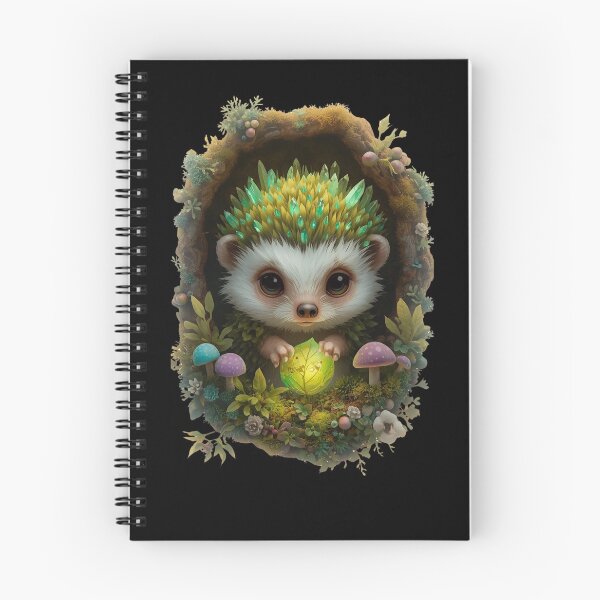 Item preview, Cute Magical Hedgehog with Green Crystals Holding Glowing Leaf designed and sold by OlesiaCraft.