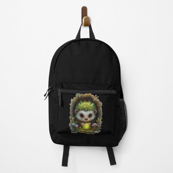 Item preview, Cute Magical Hedgehog with Green Crystals Holding Glowing Leaf designed and sold by OlesiaCraft.