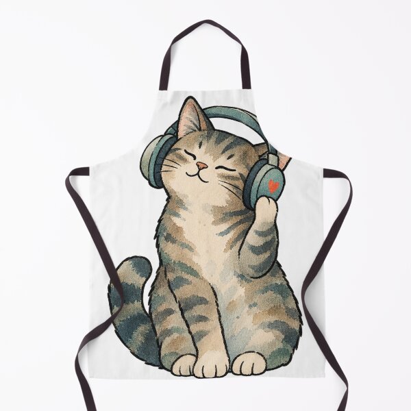 Item preview, Watercolor Cat Wearing Headphones in Sea Mist designed and sold by Jessie's Palette.