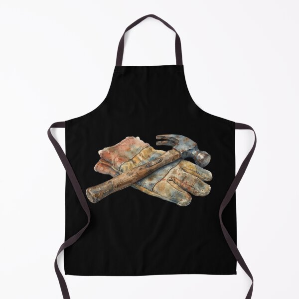 Item preview, Vintage Watercolor Hammer and Working Gloves Art    designed and sold by bvdesignart.