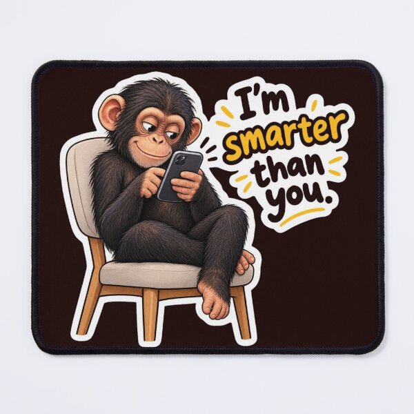 Item preview, I'm Smarter Than You - Funny Chimpanzee Sitting with Smartphone Meme designed and sold by carestazafeli.