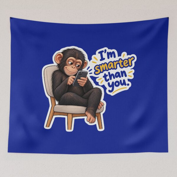 Item preview, I'm Smarter Than You - Funny Chimpanzee Sitting with Smartphone Meme designed and sold by carestazafeli.
