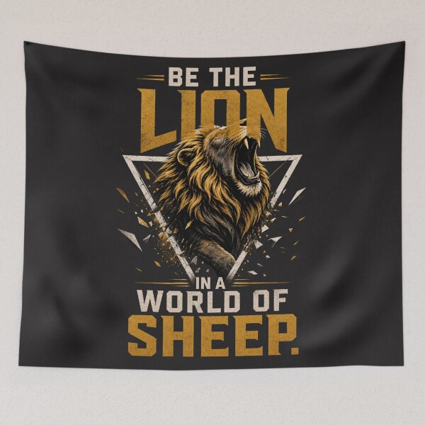 Item preview, Be The Lion In A World Of Sheep - Entrepreneur Motivation Bold Lion Roar Typography Art designed and sold by Bennie Singh.
