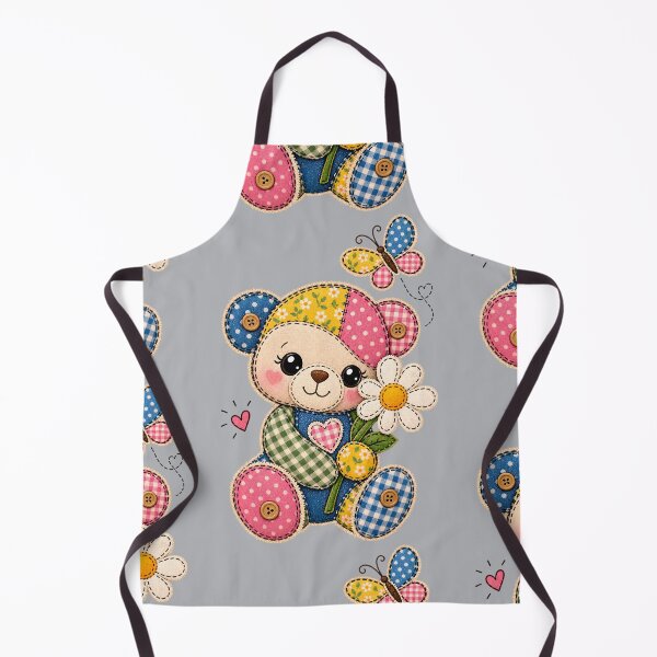 Item preview, Cute Patchwork Teddy Bear with Daisy and Butterfly designed and sold by Bhaskar Digital Art.