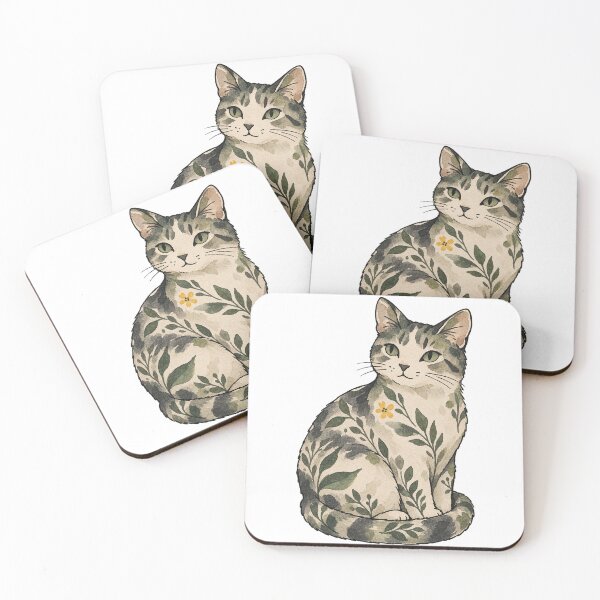 Item preview, Botanical Cat with Leaf and Flower Markings designed and sold by Jessie's Palette.