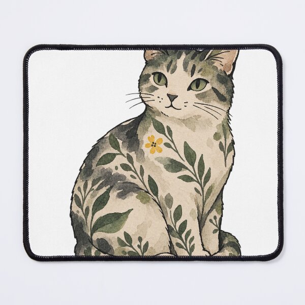 Item preview, Botanical Cat with Leaf and Flower Markings designed and sold by Jessie's Palette.