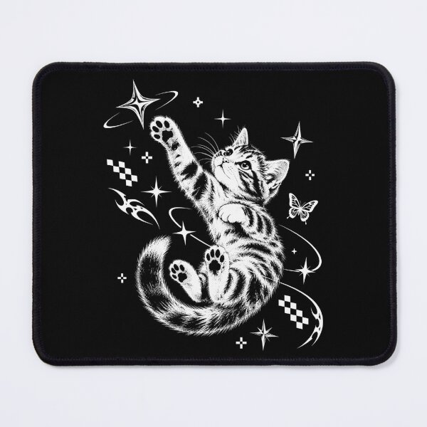 Item preview, Y2K Cosmic Cat Stars Retro Cat Art designed and sold by roni-harbor.