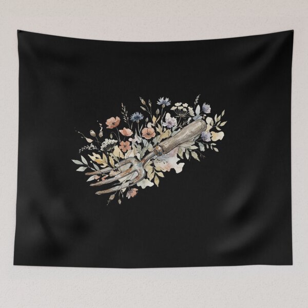 Item preview, Vintage Garden Fork Wildflower Floral Botanical Art designed and sold by bvdesignart.