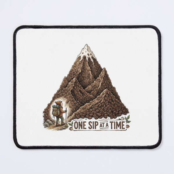 Item preview, One Sip At A Time - Coffee Bean Mountain Hiker Illustration designed and sold by Sanan Israyilli.