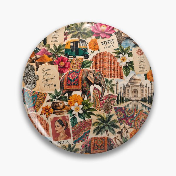 Item preview, Colorful India Travel Scrapbook Collage Taj Mahal Jaipur Kerala designed and sold by MetaModel Editions.