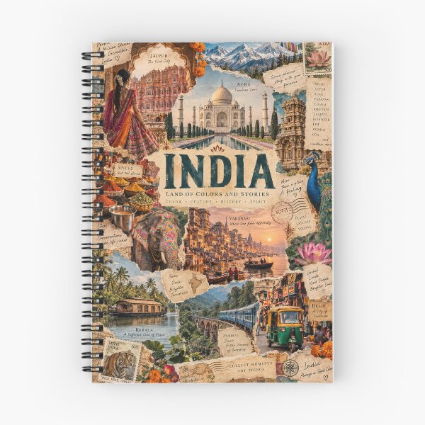 Item preview, Colorful India Travel Scrapbook Collage Taj Mahal Jaipur Kerala designed and sold by MetaModel Editions.