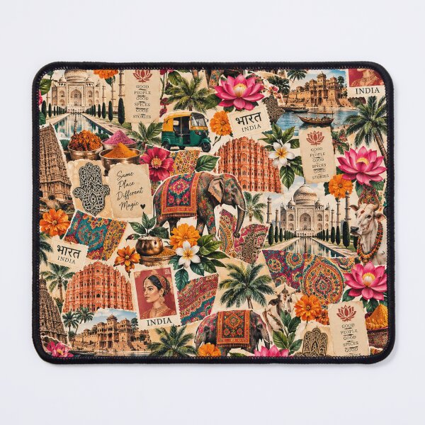Item preview, Colorful India Travel Scrapbook Collage Taj Mahal Jaipur Kerala designed and sold by MetaModel Editions.