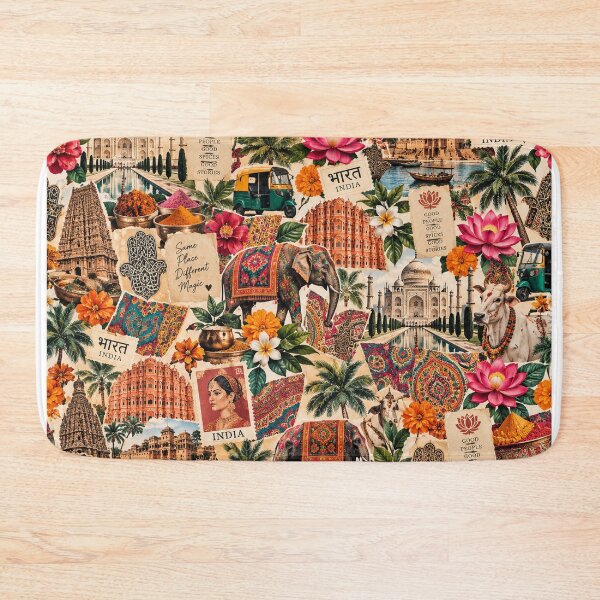 Item preview, Colorful India Travel Scrapbook Collage Taj Mahal Jaipur Kerala designed and sold by MetaModel Editions.