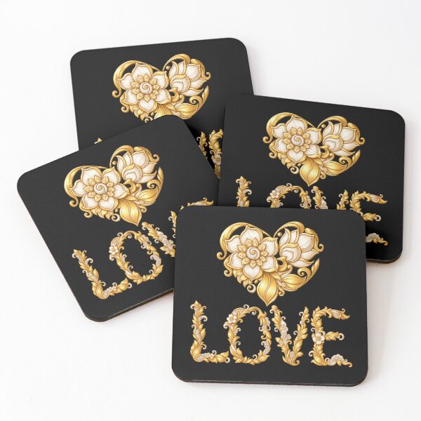 Item preview, Golden Floral Love – Romantic Heart designed and sold by TroviTutto.