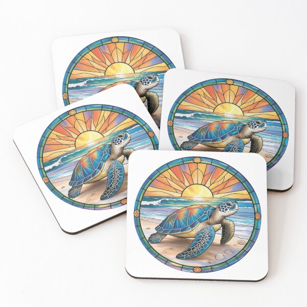 Item preview, Stained Glass Sea Turtle Sunset designed and sold by NatArtSA.