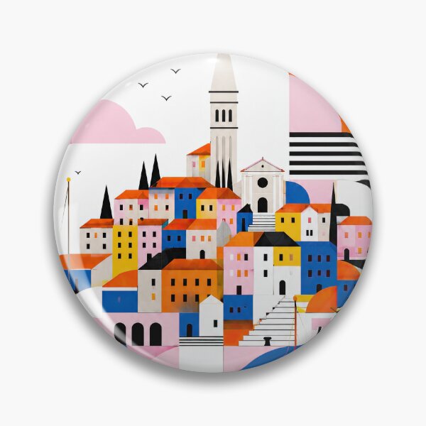 Item preview, Colorful geometric travel poster illustrating Rovinj, Croatia, w designed and sold by ckybe.