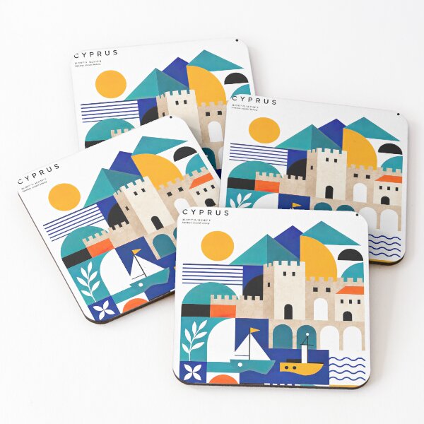 Item preview, Colorful geometric travel poster depicting Kyrenia, Cyprus, with designed and sold by ckybe.