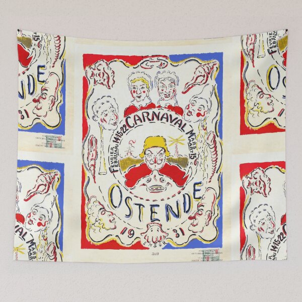 Item preview, James Ensor Carnival Poster | 1931 Ostend Festival | Vibrant Expressionist Art | Grotesque Faces & Colorful Chaos designed and sold by artofuniverse.
