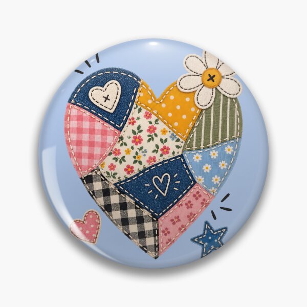 Item preview, Cute Patchwork Heart with Daisy and Star designed and sold by Bhaskar Digital Art.