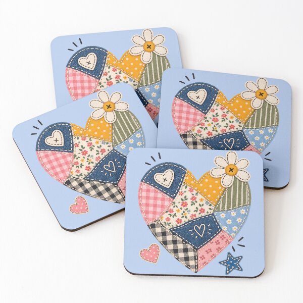 Item preview, Cute Patchwork Heart with Daisy and Star designed and sold by Bhaskar Digital Art.