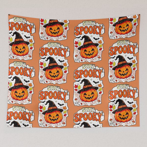 Item preview, Stay Spooky Retro Pumpkin Witch Vintage T-Shirt Halloween Autumn designed and sold by AstronautMerch.