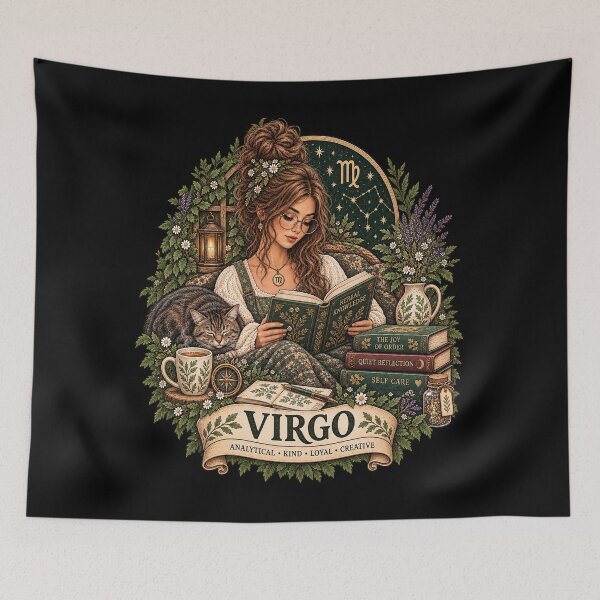 Item preview, Virgo Reading – Vintage Zodiac Book Lover designed and sold by Scarlett-Goods.