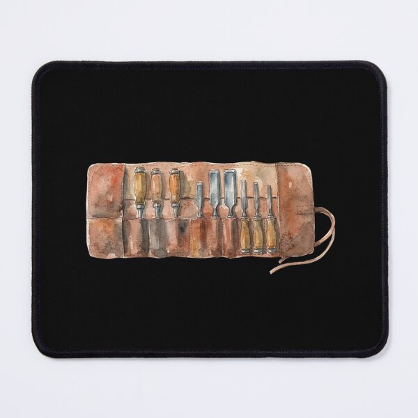Item preview, Vintage Woodworking Chisels In Leather Roll designed and sold by bvdesignart.