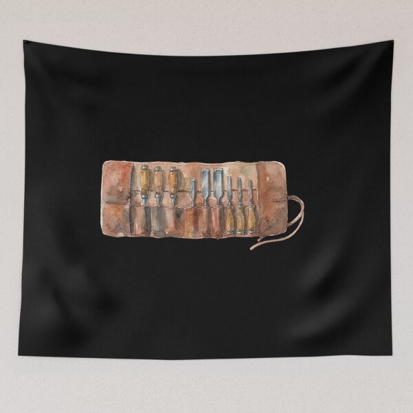 Item preview, Vintage Woodworking Chisels In Leather Roll designed and sold by bvdesignart.