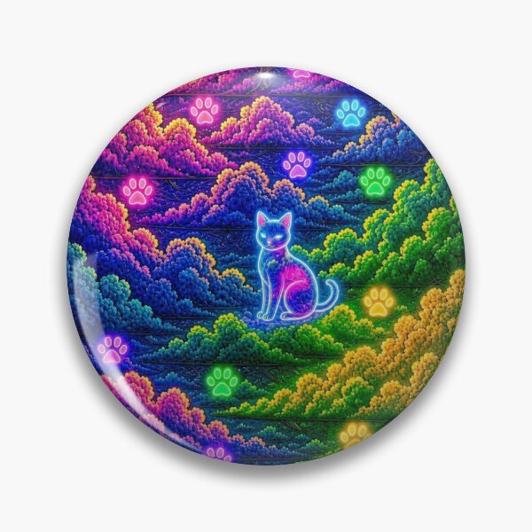 Item preview, Neon Cosmic Cat in Psychedelic Clouds designed and sold by Breezes-of-Ida.