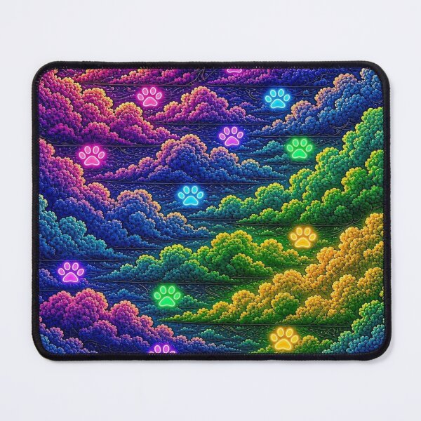 Item preview, Neon Cosmic Cat in Psychedelic Clouds designed and sold by Breezes-of-Ida.