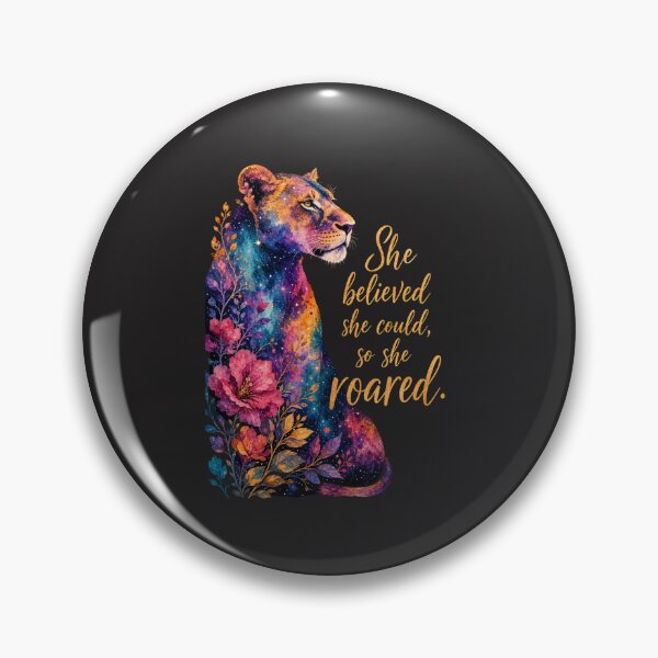Item preview, She Believed She Could So She Roared - Watercolor Lioness Feminist Empowerment Art designed and sold by Bennie Singh.