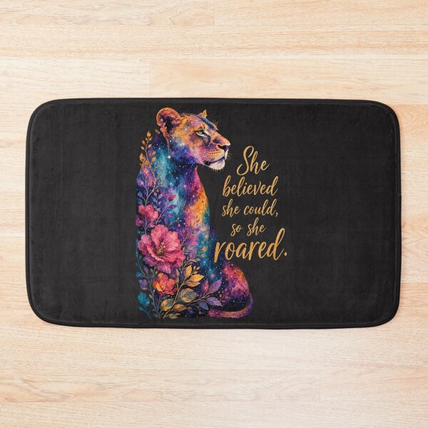 Item preview, She Believed She Could So She Roared - Watercolor Lioness Feminist Empowerment Art designed and sold by Bennie Singh.