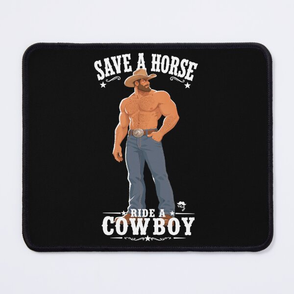 Item preview, Save A Horse Ride A Cowboy - hairy bara muscle bear designed and sold by VeryEnglishGent.