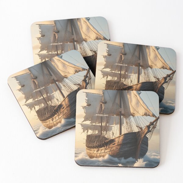 Item preview, Vintage Wooden Galleon Sunset Sailing designed and sold by Jo Art.