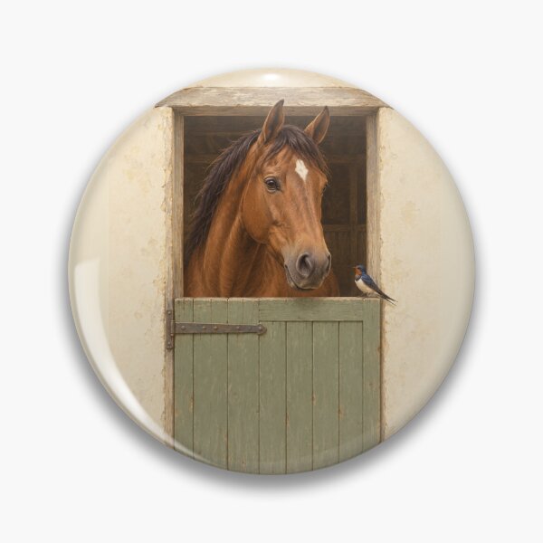 Item preview, Chestnut Horse and Swallow at a Sage Stable Door designed and sold by Glottopia.