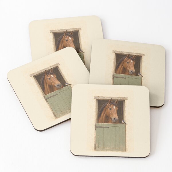 Item preview, Chestnut Horse and Swallow at a Sage Stable Door designed and sold by Glottopia.