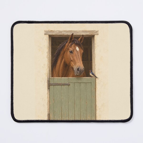 Item preview, Chestnut Horse and Swallow at a Sage Stable Door designed and sold by Glottopia.