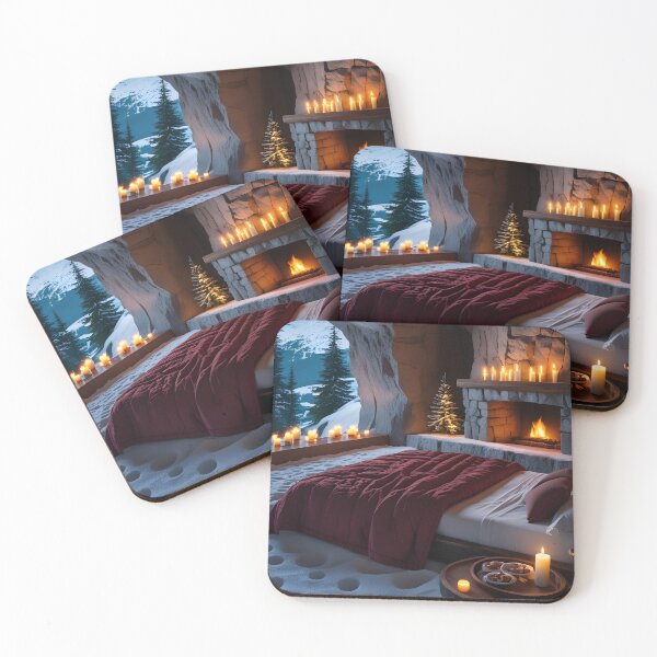 Item preview, Cozy Winter Cave Bedroom Fireplace designed and sold by Jo Art.