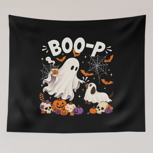 Item preview, Cute Boo-P Ghost Dog Halloween Coffee Drinker Art designed and sold by OlyvieArt.