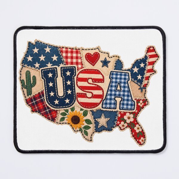 Item preview, Vintage USA Map Patchwork Folk Art  designed and sold by Bhaskar Digital Art.