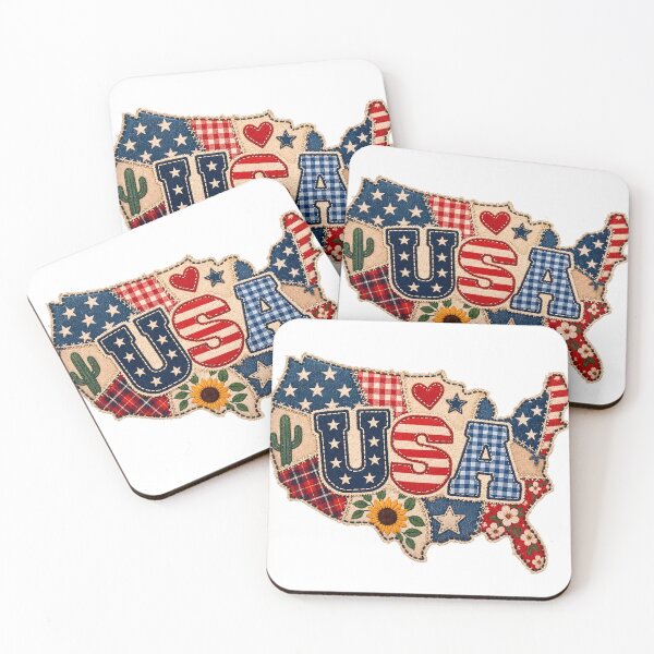 Item preview, Vintage USA Map Patchwork Folk Art  designed and sold by Bhaskar Digital Art.