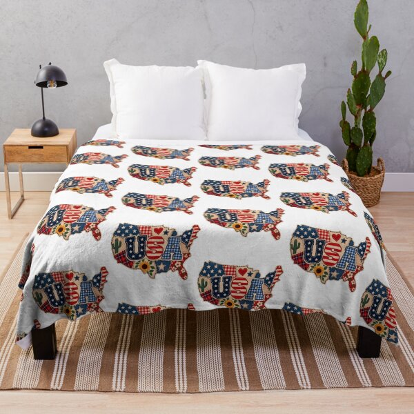 Item preview, Vintage USA Map Patchwork Folk Art designed and sold by Bhaskar Digital Art.