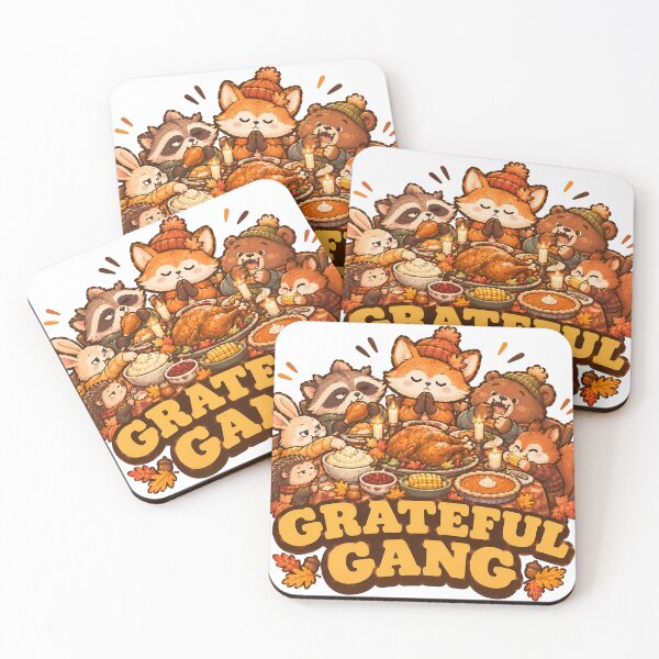 Item preview, Grateful Gang Funny Thanksgiving Autumn Cute Animal Feast Dinner designed and sold by ianm1028.