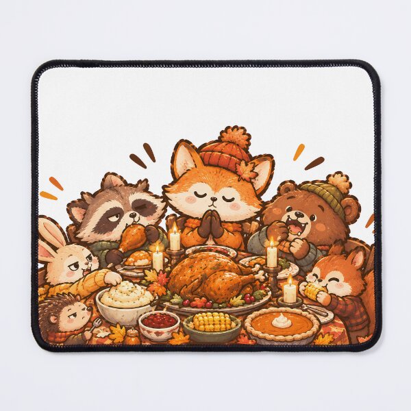 Item preview, Grateful Gang Funny Thanksgiving Autumn Cute Animal Feast Dinner designed and sold by ianm1028.